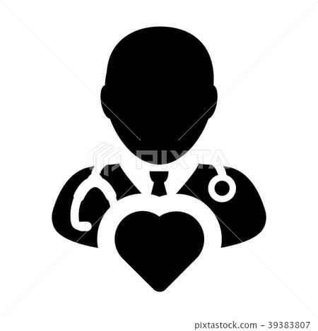 Doctor Icon Vector Male Physician with Heart Sign Doctor Icon Vector Male Physician with Heart Sign 39383807