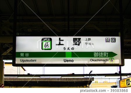 山手線站名稱Mark Ueno Yamanote Line 39383868