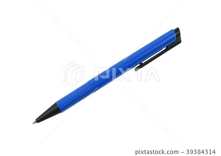 Modern blue pen isolated on white. Modern blue pen isolated on white. 39384314