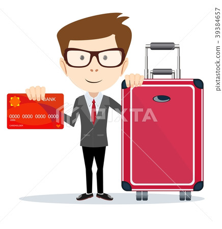 business man with plastic credit card and suitcase business man with plastic credit card and suitcase 39384657
