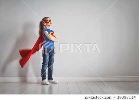 child is playing superhero 39385114