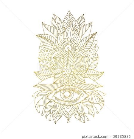 Mehendi tattoo with magical eye 39385885