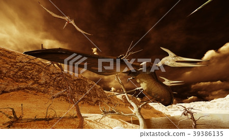 Egg and pterodactyl 3d rendering Egg and pterodactyl 3d rendering 39386135