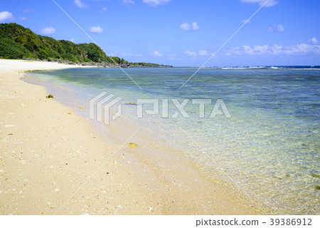 海洋沙子海灘Okinoerabu-jima風景 39386912