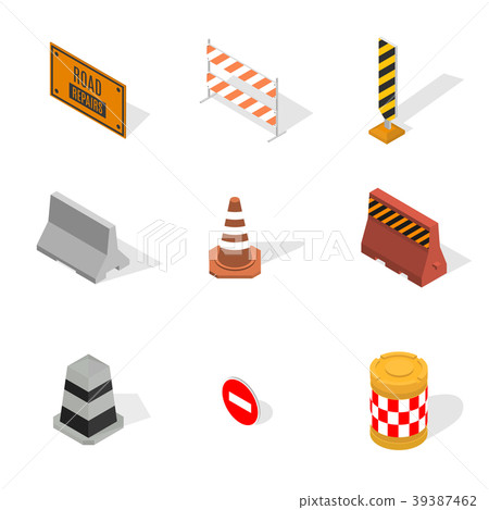 Under construction design elements in 3D, vector Under construction design elements in 3D, vector 39387462