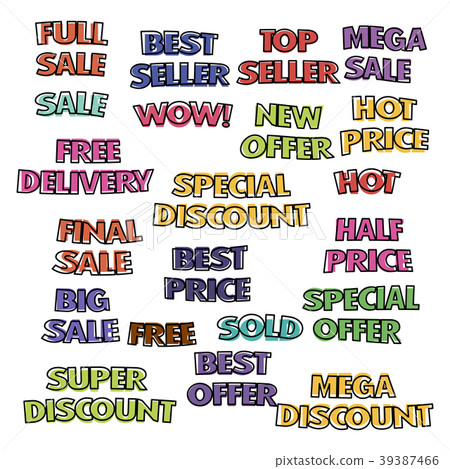 Bright cartoon labels, vector illustration. Bright cartoon labels, vector illustration. 39387466
