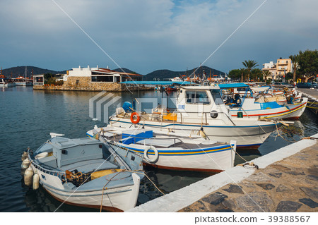 fishing boats in the harbor of Elounda, Crete 39388567