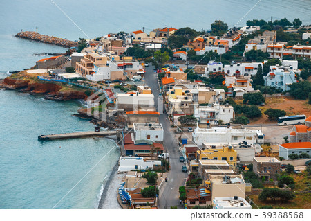 Aerial view of the harbor of Elounda, Crete 39388568