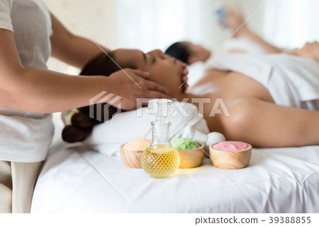Oils and salts used in a spa massage 39388855