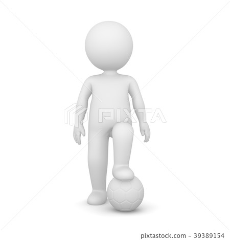 3D Rendering of a man with one foot on a ball 39389154