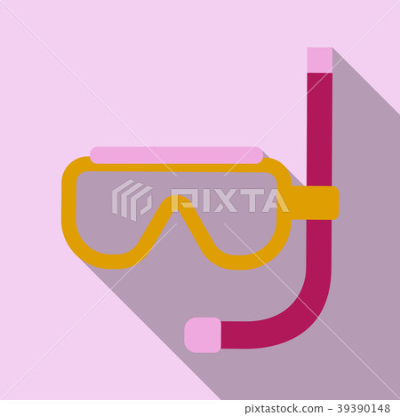 Diving mask with snorkel flat icon, modern vector - Stock Illustration ...