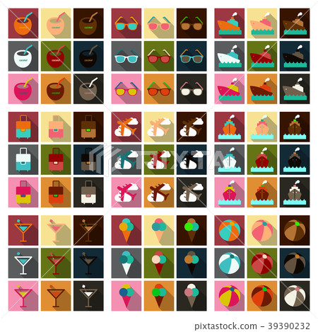 Flat icons set with long shadow effect of - Stock Illustration ...