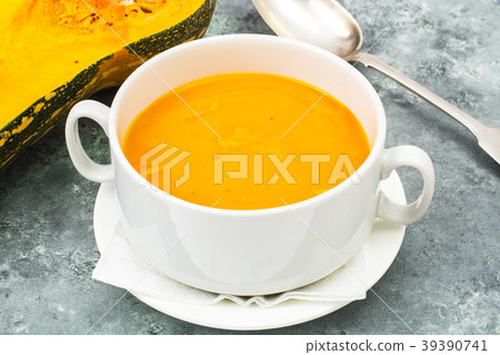 Cream soup of carrots, pumpkins, vegetables in 39390741