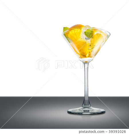 Mojito cocktail in martini glass isolated on white 39391026