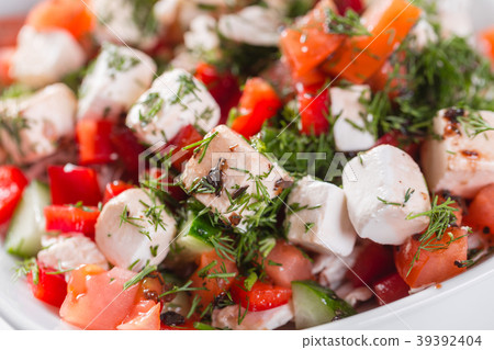 Greek salad. Vegetable with cheese, green salad 39392404