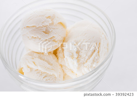 Vanilla ice cream on white background. Scoops of Vanilla ice cream on white background. Scoops of 39392423