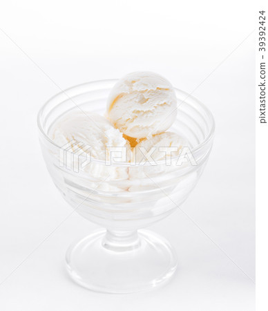 Vanilla ice cream on white background. Scoops of Vanilla ice cream on white background. Scoops of 39392424