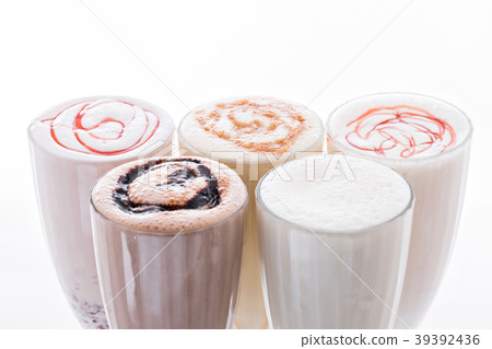 Five Ice Cream Shakes. Delicious ice cream float Five Ice Cream Shakes. Delicious ice cream float 39392436