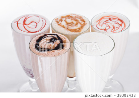 Five Ice Cream Shakes. Delicious ice cream float 39392438