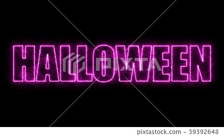 Halloween text, 3d rendering backdrop, computer - Stock Illustration