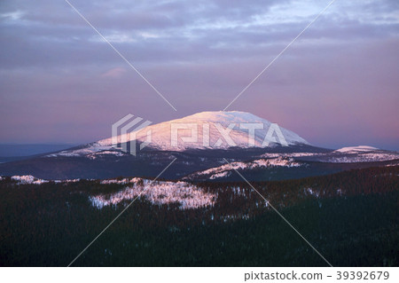 dawn over the mount Kosvinsky Kamen, Ural, Russia 39392679