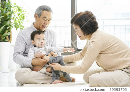 Parenting, Grandfather, Grandmother, Grandson, Korean 39393703
