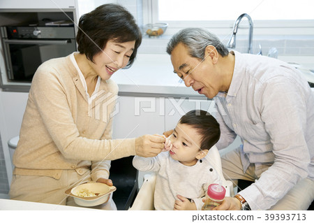 Parenting, Grandfather, Grandmother, Grandson, Korean 39393713