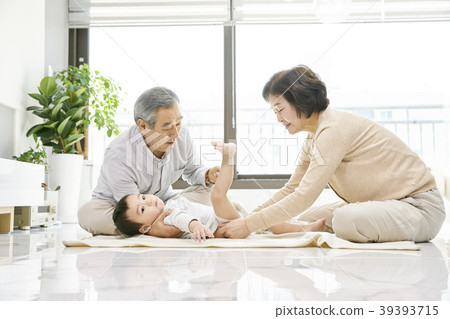 育兒，祖父，祖母，孫子，韓國人 39393715