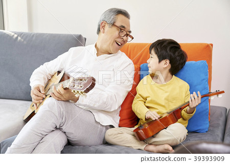 育兒，祖父，孫子，韓國人 39393909