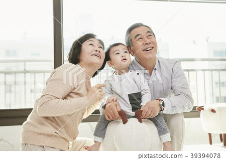 育兒，祖父，祖母，孫子，韓國人 39394078