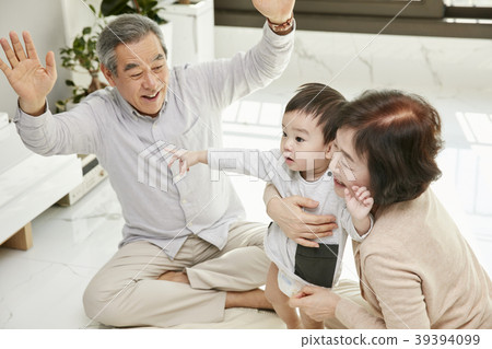 Parenting, Grandfather, Grandmother, Grandson, Korean 39394099