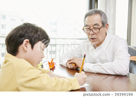 Parenting, Grandfather, Grandson, Korean 39394199