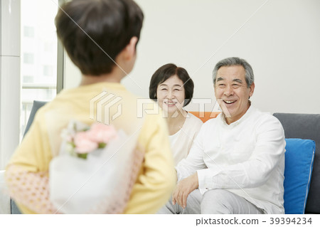 Parenting, Grandfather, Grandmother, Grandson, Korean 39394234