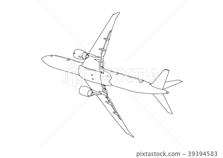 Commercial Plane Outline Flying in the Sky. Vector Commercial Plane Outline Flying in the Sky. Vector 39394583