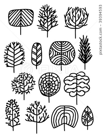 set of trees in a sketch style.  39394593