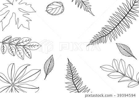 Hand drawn frame of leaves and plants. Hand drawn frame of leaves and plants. 39394594