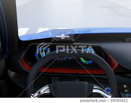 Image of HUD equipped on the dashboard of electric SUV 39395421