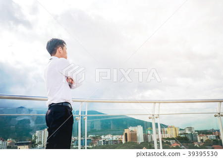 Back view of success Business man looking view  39395530