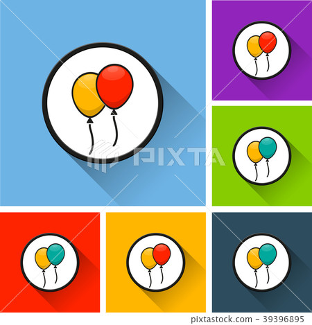 balloons icons with long shadow - Stock Illustration [39396895] - PIXTA