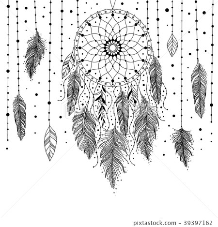 Black and white dreamcatcher card 39397162