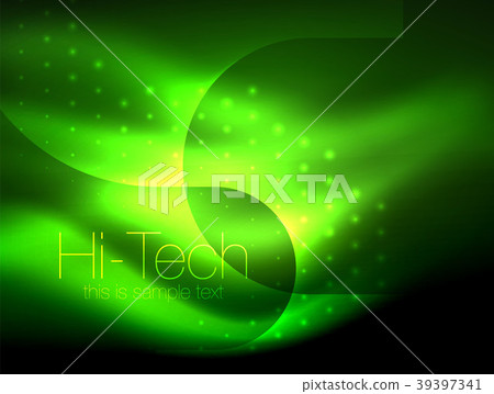 Glittering neon glowin wave, techno modern art Glittering neon glowin wave, techno modern art 39397341
