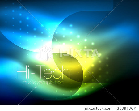 Glittering neon glowin wave, techno modern art Glittering neon glowin wave, techno modern art 39397367