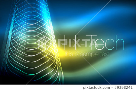 Outline hexagons, glowing geometric shapes 39398241
