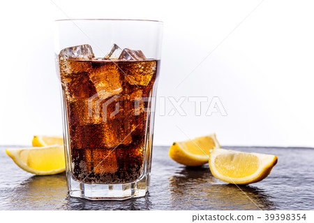 Cola with ice cubes 39398354