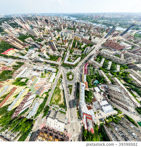 Aerial city view with crossroads and roads, houses Aerial city view with crossroads and roads, houses 39398882