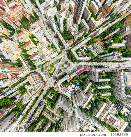 Aerial city view with crossroads and roads, houses 39398889