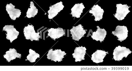 細緻的蓬鬆雲彩材質紋理組合在黑色背景（高分辨率 3D CG 渲染∕著色插圖） 39399019