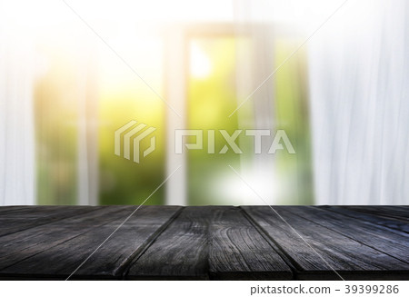 morning bright curtain window and empty table morning bright curtain window and empty table 39399286