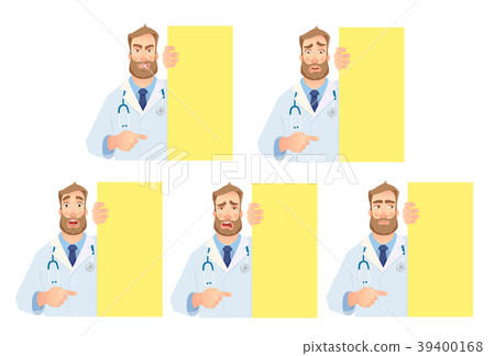 doctor holding blank signboard - set 39400168