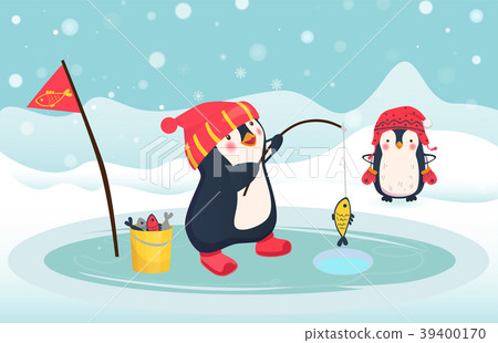 penguin fisherman caught fish penguin fisherman caught fish 39400170